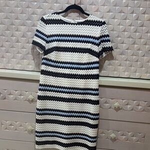 Ralph Lauren Black and White Zigzag Midi Dress